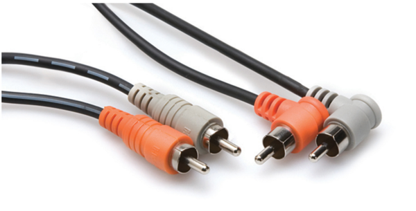 CRA-201R STEREO INTERCONNECT, DUAL RCA TO DUAL RIGHT-ANGLE RCA, 1 M