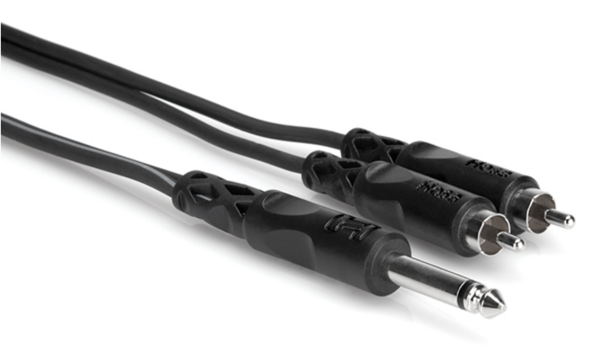CYR-101 Y CABLE, 1/4 IN TS TO DUAL RCA, 1 M