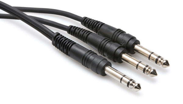 CYS-103 Y CABLE, 1/4 IN TRS TO DUAL 1/4 IN TRS, 3 FT