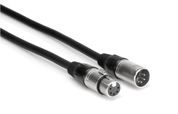 DMX-100 DMX512 CABLE, XLR5M TO XLR5F, 24 AWG X 4 OFC, 120-OHM CABLE