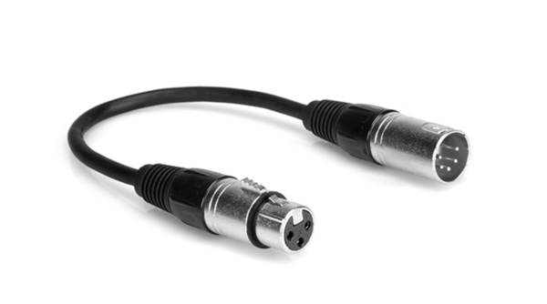 DMX-106 DMX512 ADAPTOR, XLR5M TO XLR3F, 6 IN