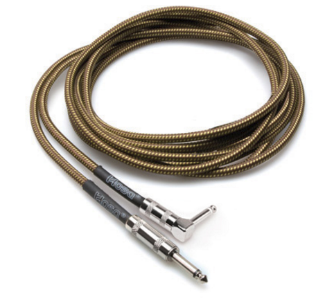 GTR-518R TWEED GUITAR CABLE, HOSA STRAIGHT TO RIGHT-ANGLE, 18 FT