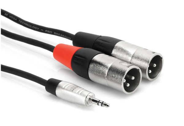 HMX-003Y PRO STEREO BREAKOUT, REAN 3.5 MM TRS TO DUAL XLR3M, 3 FT