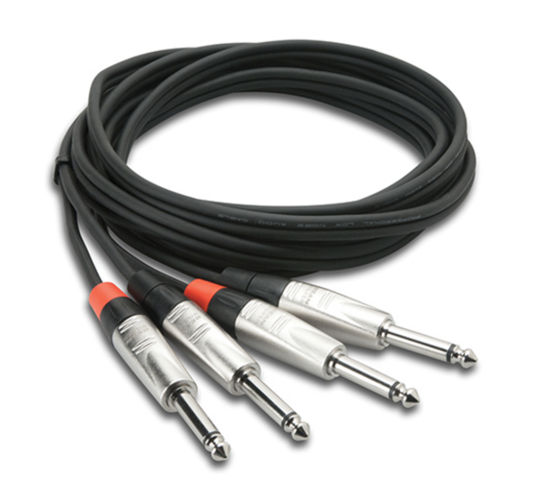 HPP-020X2 PRO STEREO INTERCONNECT, DUAL REAN 1/4 IN TS TO SAME, 20 FT