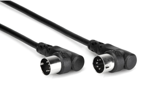 MID-310RR RIGHT-ANGLE MIDI CABLE, RIGHT-ANGLE 5-PIN DIN TO SAME, 10 FT