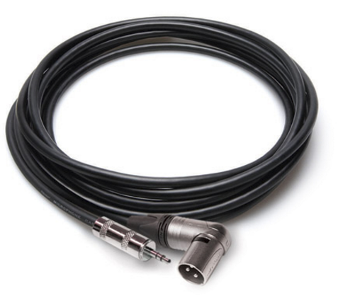 MMX-015SR CAMCORDER MICROPHONE CABLE, HOSA 3.5 MM TRS TO NEUTRIK RIGHT-ANGLE XLR3M, 15 FT