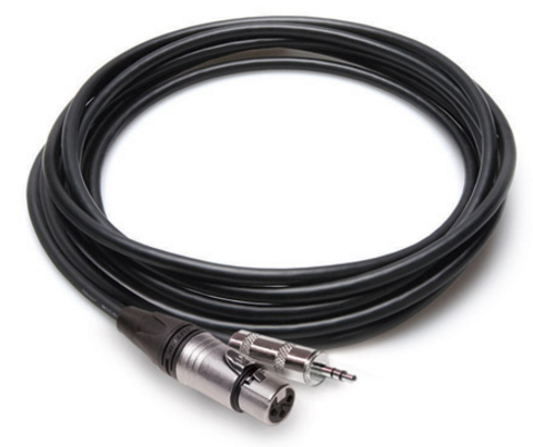 MXM-025 CAMCORDER MICROPHONE CABLE, NEUTRIK XLR3F TO HOSA 3.5 MM TRS, 25 FT