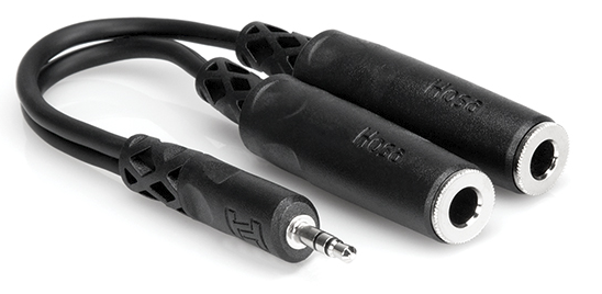 YMP-233 Y CABLE, 3.5 MM TRS TO DUAL 1/4 IN TRSF