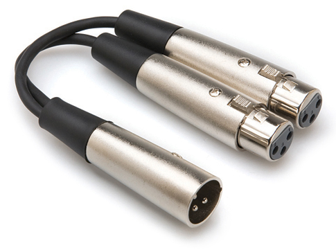 YXF-119 Y CABLE/ XLR COMBINER, DUAL XLR3F TO XLR3M, 6 IN  - CONNECT TWO XLR OUTPUTS TO ONE XLR INPUT