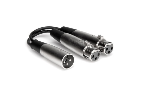 YXM-101.5 Y CABLE, XLR3F TO DUAL XLR3M, 18 IN