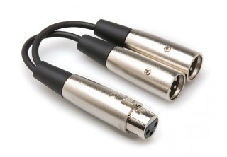 YXM-121 Y CABLE, XLR3F TO DUAL XLR3M, 6 IN