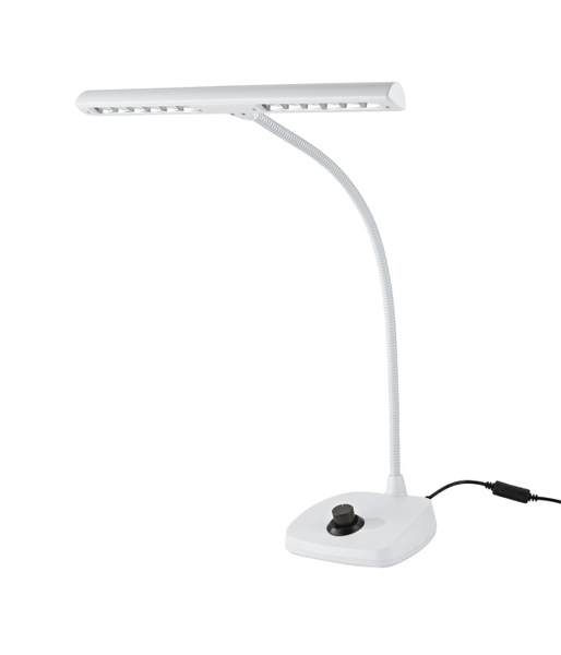 12298.090.57 WHITE LED PIANO LAMP,3000K,12 LEDS,2500 LUX,VARIABLE DIMMER SWITCH,FLEXIBLE GOOSENECK (16.338" LONG)
