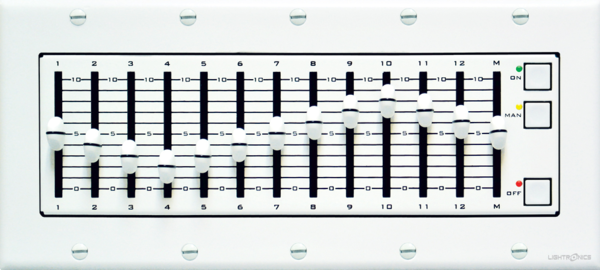 AF5113 12 SCENE FADER STATION WITH MASTER, FADER SCENE CONTROL, STATUS LEDS, 3 GANG BOX, WHITE ONLY