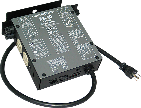 AS40D PORTABLE DIMMER: 4 CH, 600 W PER CHANNEL, 8 BUILT IN CHASE MODES, RELAY MODE SWITCHABLE