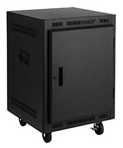 LPR-1427 RACK-PORTABLE-14U, 27IN DEEP, SOLID DOOR, BLACK