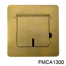 FMCA1300 FLOOR BOX, SOLID BRASS, FLAT TRIM, CABLE SLOTS