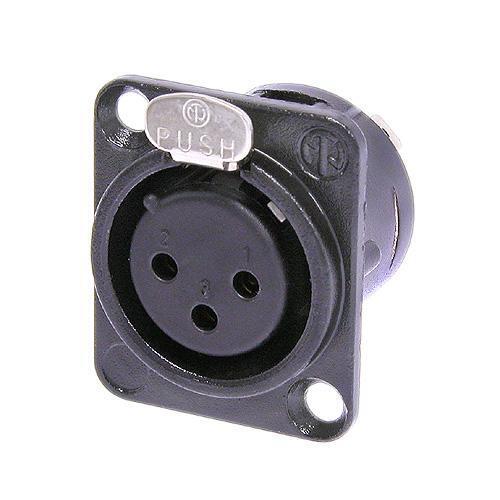 NEU-NC3FD-L-BAG-1 RECEPTACLE DL1 SERIES 3 PIN FEMALE - SOLDER CUPS- BLACK/SILVER