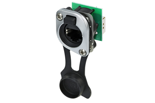 NEU-NE8FDP-TOP RECEPTACLE ETHERCON CAT5 D SERIES - FEEDTHROUGH - NICKEL - TOP - IP 65 AND UV RATED
