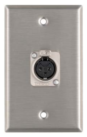 WP1004 1 GANG SS WALL PLATE W/ 1 FEMALE XLR; WITH LOCKING PUSH TAB