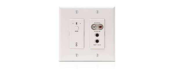 UND6IO-BT 4X2 CHANNEL 2 GANG US WALL PLATE W/BLUETOOTH, RCA, 3.5MM I/O, POE - WORKS WITH DANTE OR UDP