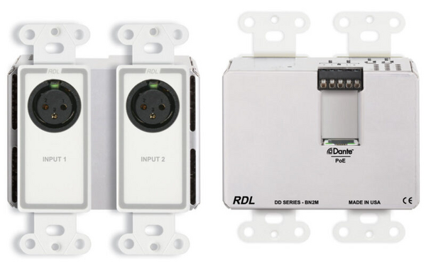 DD-BN2MC BI-DIRECTIONAL MIC/LINE DANTE INTERFACE 2 X 2 W/POE - 2 XLR IN, 2 OUT ON REAR-PANEL TERMINAL BLOCK -