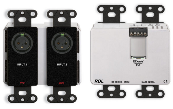 DDB-BN2M BI-DIRECTIONAL MIC/LINE DANTE INTERFACE 2 X 2 W/POE - 2 XLR IN, 2 OUT ON REAR-PANEL TERMINAL BLOCK -