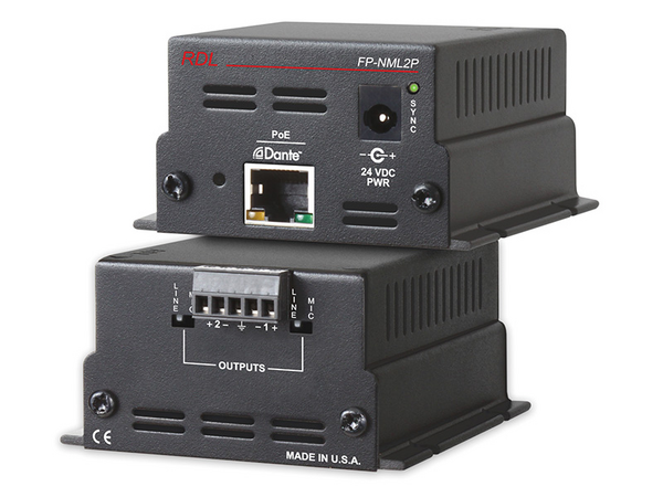 FP-NML2P NETWORK TO MIC/LINE INTERFACE - DANTE INPUT - 2 BALANCED MIC/LINE OUTPUTS - WITH POE