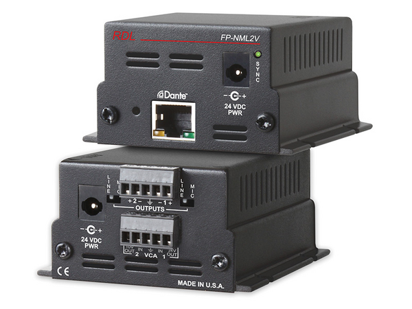 FP-NML2V NETWORK TO MIC/LINE INTERFACE WITH VCA - DANTE INPUT - 2 BALANCED MIC/LINE OUTPUTS
