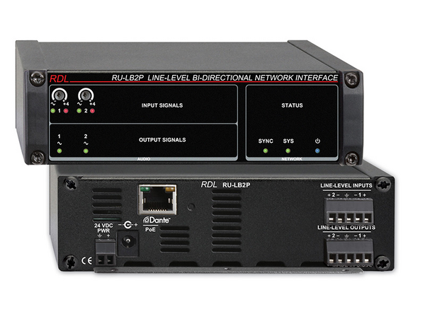RU-LB2P LINE-LEVEL BI-DIRECTIONAL NETWORK INTERFACE - 2 BALANCED LINE INPUTS, DANTE INPUT - 2 BALANCED LINE