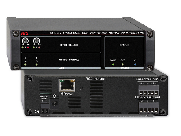 RU-LB2 LINE-LEVEL BI-DIRECTIONAL NETWORK INTERFACE - 2 BALANCED LINE INPUTS, DANTE INPUT - 2 BALANCED LINE