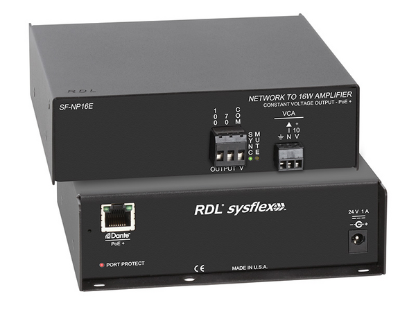 SF-NP16E POE+ NETWORK TO 16 W MONO AUDIO AMPLIFIER - 70 V OR 100 V - DANTE