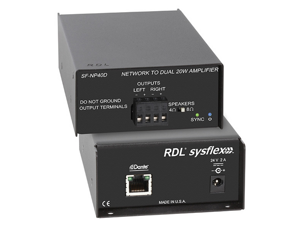 SF-NP40D NETWORK TO 40 WATT STEREO POWER AMPLIFIER - DANTE - INCLUDES NORTH AMERICAN POWER CORD