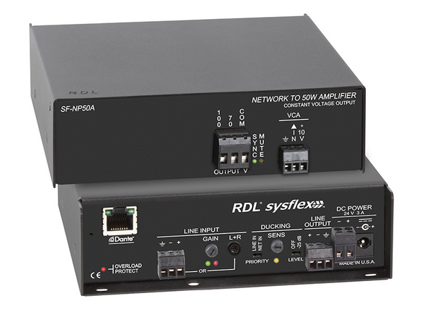SF-NP50A NETWORK TO 50 W MONO AUDIO AMPLIFIER - 70 V OR 100 V - DANTE - INCLUDES NORTH AMERICAN POWER CORD