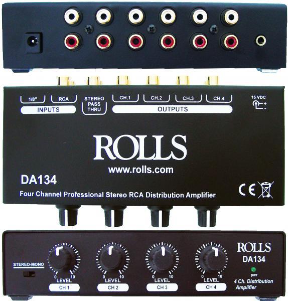 DA134 4CH DISTRIBUTION AMP / RCA AND 1/8” INPUTS THAT CAN BE SWITCHED FROM MONO OR STEREO