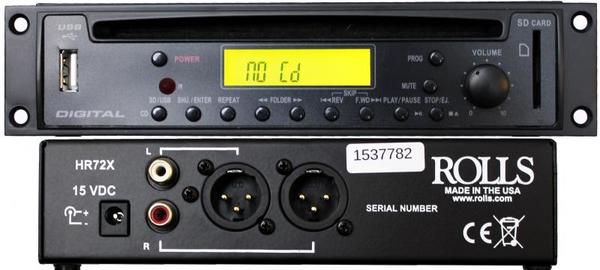 HR72X CD/MP3 DISC PLAYER WITH XLR'S