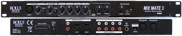 RM69 MIXMATE 3: COMPACT 6CH RACKMOUNT MIC/SOURCE MIXER (INPUTS: 2 MIC + 4 STEREO LINE + FRONT PANEL 3.5MM