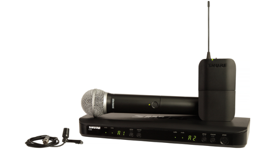 BLX1288/CVL-H9 DUAL CHANNEL COMBO WIRELESS SYS WITH BLX88 RECV, BLX1 BODYPACK, CVL LAPEL MIC, BLX2/PG58 HANDHELD