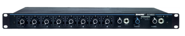 SCM800 EIGHT-CHANNEL MICROPHONE MIXER WITH EQ PER CHANNEL, AC ONLY, ONE RACK SPACE, SINGLE AND DUAL MOUNT