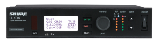 ULXD4=-V50 ULX-D DIGITAL SINGLE-CHANNEL WIRELESS RACKMOUNT RECEIVER / HALF-RACK / RECEIVER COMPONENT ONLY