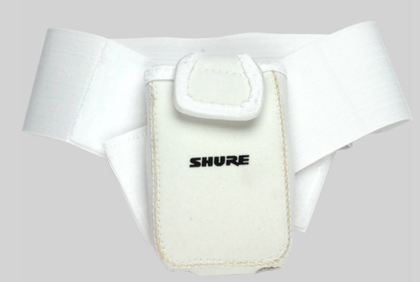 WA580W WHITE NEOPRENE POUCH FOR UR1 BODYPACK TRANSMITTER AND UR1M MICRO-BODYPACK TRANSMITTER