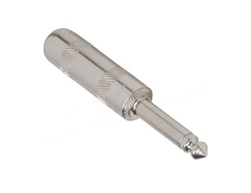 SWI-280 1/4" Mono 2 Conductor Cable Mount Plug, Nickel Metal Handle w/Solder Lugs & Cable Clamp - Bulk