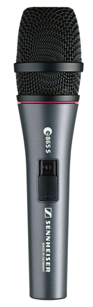 E 865-S HANDHELD SUPER-CARDIOID CONDENSER MICROPHONE WITH ON/OFF SWITCH. INCLUDES MZQ800 CLIP. 11.6 OZ.