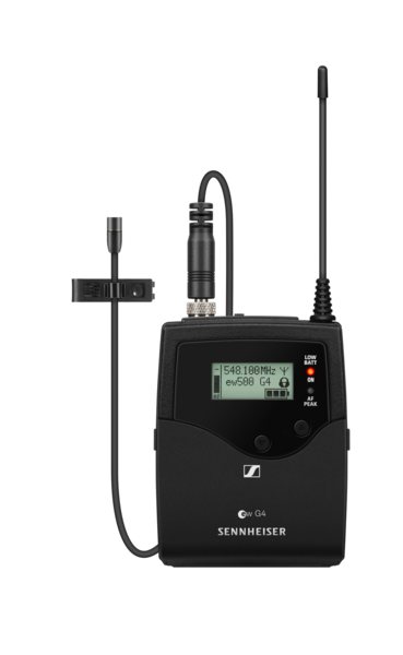 EW 512P G4-AW+ PORTABLE LAPEL WIRELESS SYSTEM INCLUDES (1) SK 500 G4 BODYPACK, (1) MKE 2 GOLD LAVALIER MICROPHONE