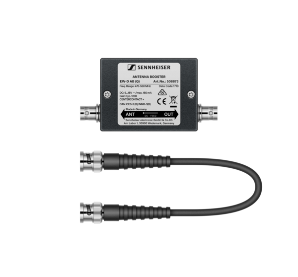 EW-D AB (R) EWD INLINE ANTENNA BOOSTER, +10 DB GAIN, BNC CONNECTORS, FREQUENCY RANGE: R (520-608 MHZ)