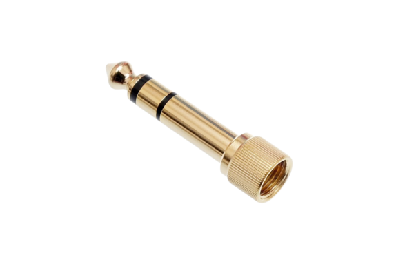 HEADPHONES - 1/4" JACK ADAPTER 6.3S - 3.5S STEREO JACK SCREW-ON ADAPTER, GOLD-PLATED