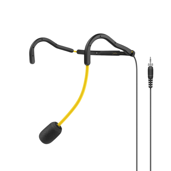 HT 747 YELLOW SWEAT-RESISTANT FITNESS HEADSET (SUPERCARDIOID) WITH ADJUSTABLE NECKBAND ANND FLEXIBLE MICROPHONE