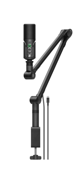 PROFILE STREAMING SET USB-C MICROPHONE W/ CARDIOD CONDENSER CAPSULE, BOOM ARM INCLUDED, GAIN/MIX/VOLUME CONTROL