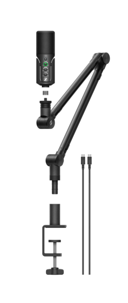 PROFILE STREAMING SET USB-C MICROPHONE W/ CARDIOD CONDENSER CAPSULE, BOOM ARM INCLUDED, GAIN/MIX/VOLUME CONTROL