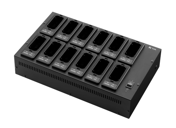 BC-5000-12 TWELVE SLOT CHARGING STATION ACCEPTS  5000 SERIES RECHARGEABLE TRANSMITTERS AND/OR PORTABLE TUNERS