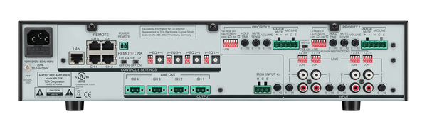 MA-725F-AM 4 X 250W MATRIX MIXER-AMP W/DSP - 6 INPUTS (4 LINE, 2 MIC/LINE LEVEL) TO 4 OUTPUT CHANNELS